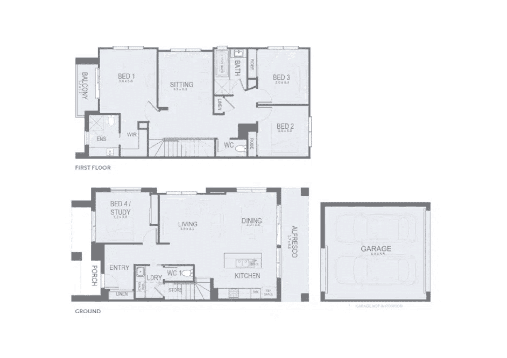 4 bed townhouse floorplan design
